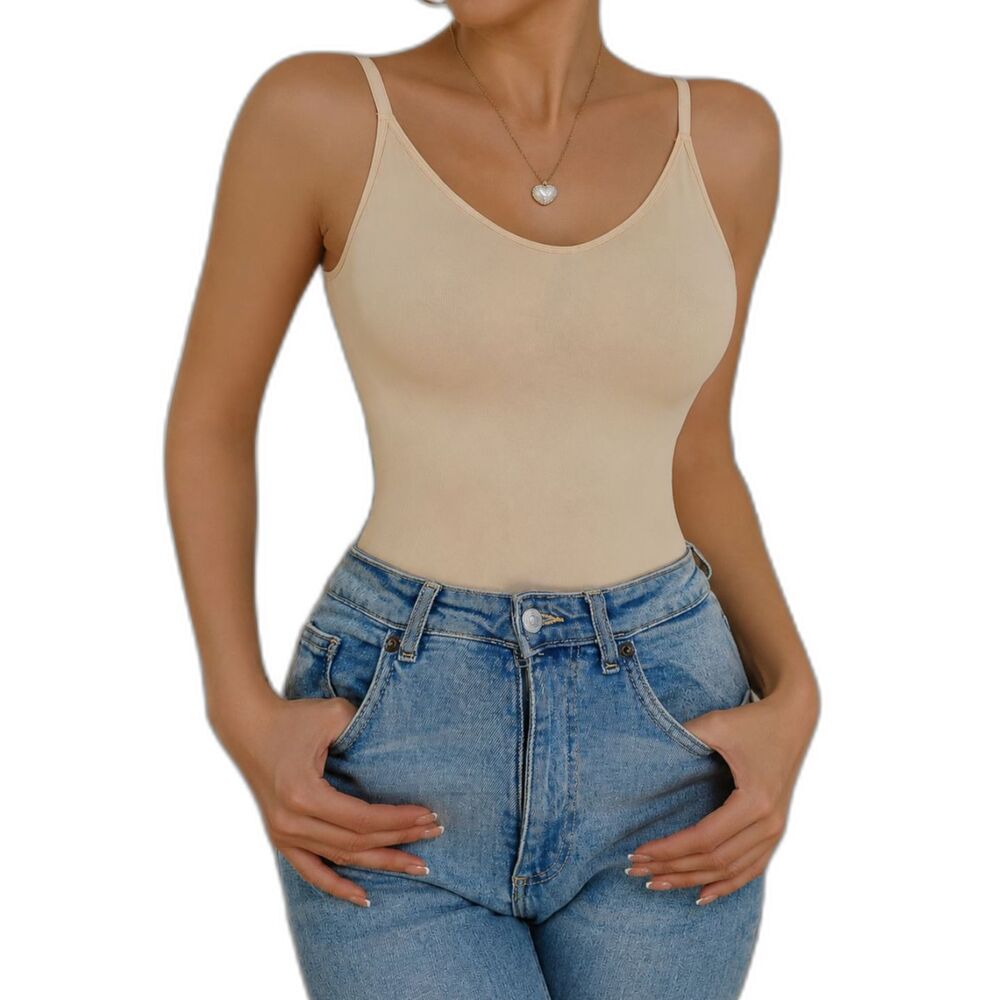 Women’s Seamless Shaping Camisole – Deep U-Neck Slimming Waist, Medium